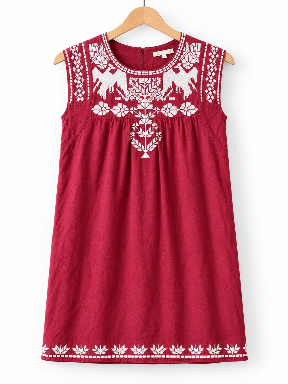 JOY JOY Maroon Embroidered Dress Sz Medium